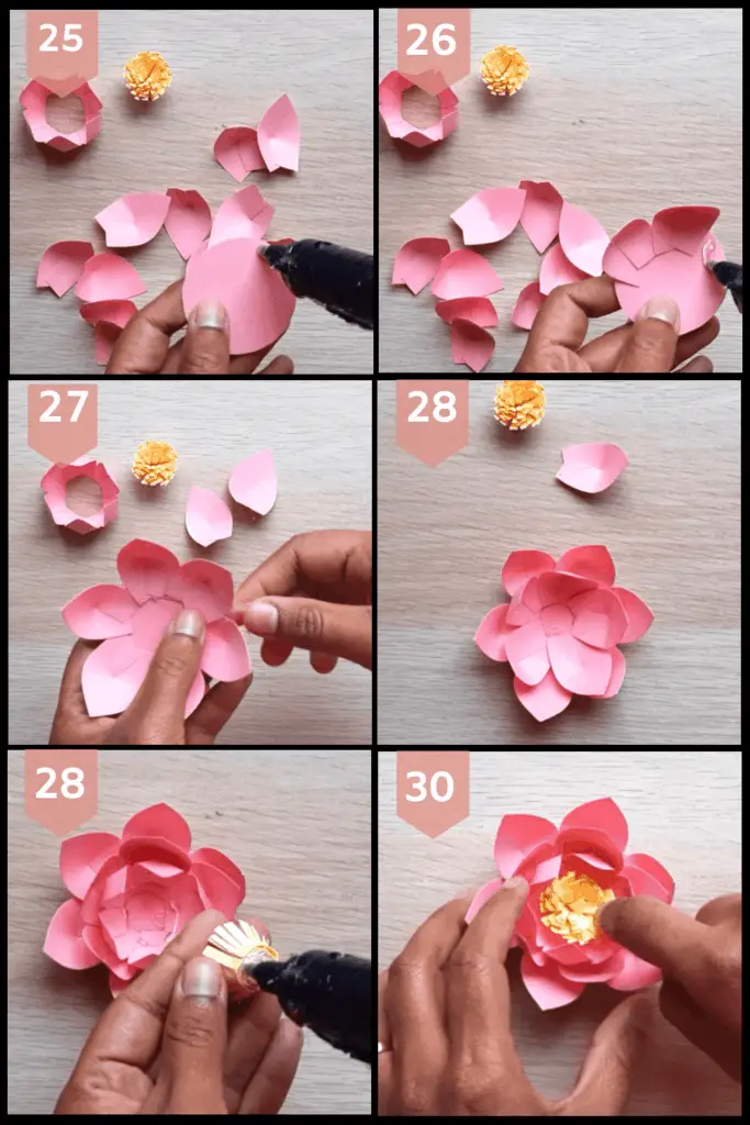 Step by step instruction to make paper lotus